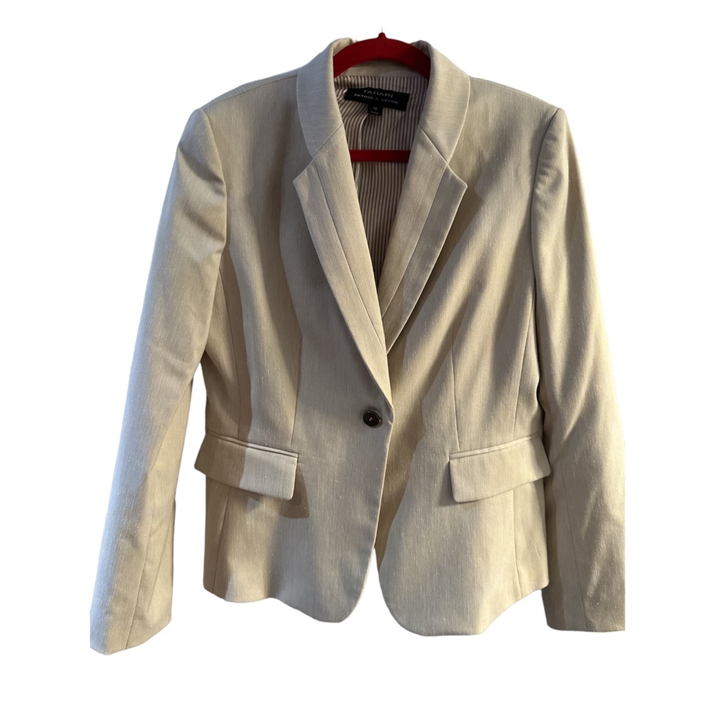 Tahari tan linen suit jacket size 10